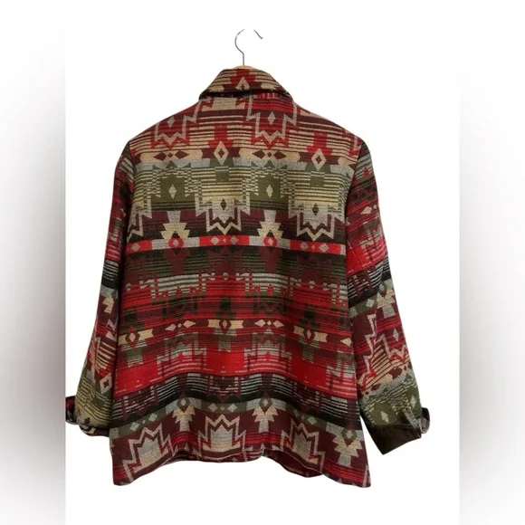 Coldwater Creek Aztec Western Jacket Women's 18W Red Wool Blend Button Front - Picture 7 of 10